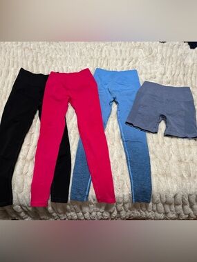 Alphalete Women's Leggings/ shorts bundle Black, Bright Pink, Light Blue, Slate